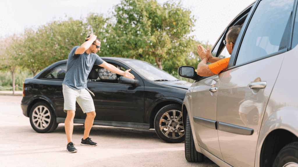 Two People Trying to dodge the accident ticket.
