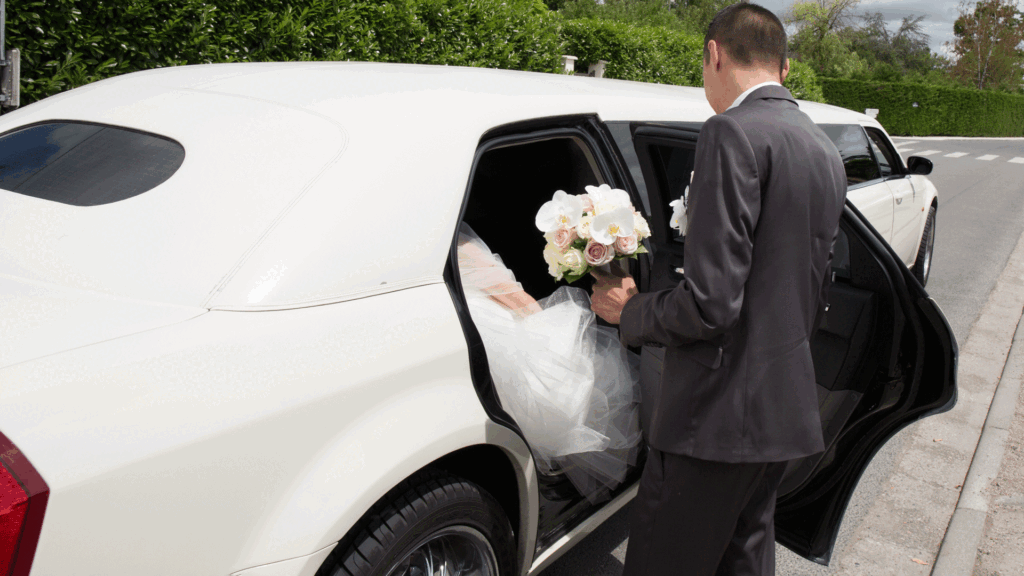 Couple Rented Limousine For Wedding