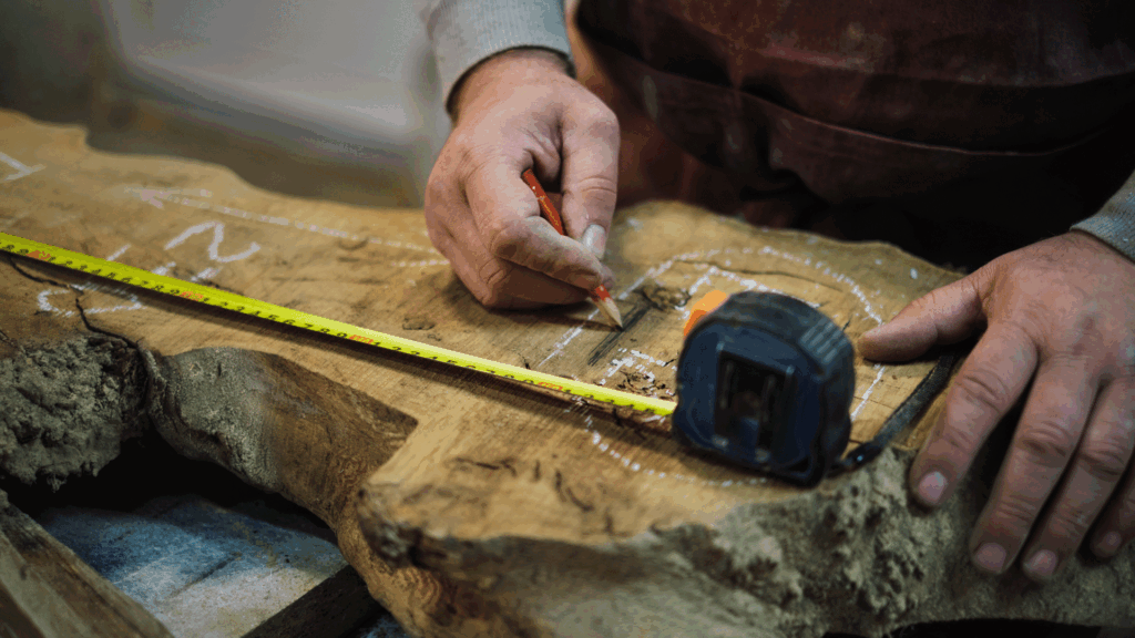 Craftman Measuring Firewood .